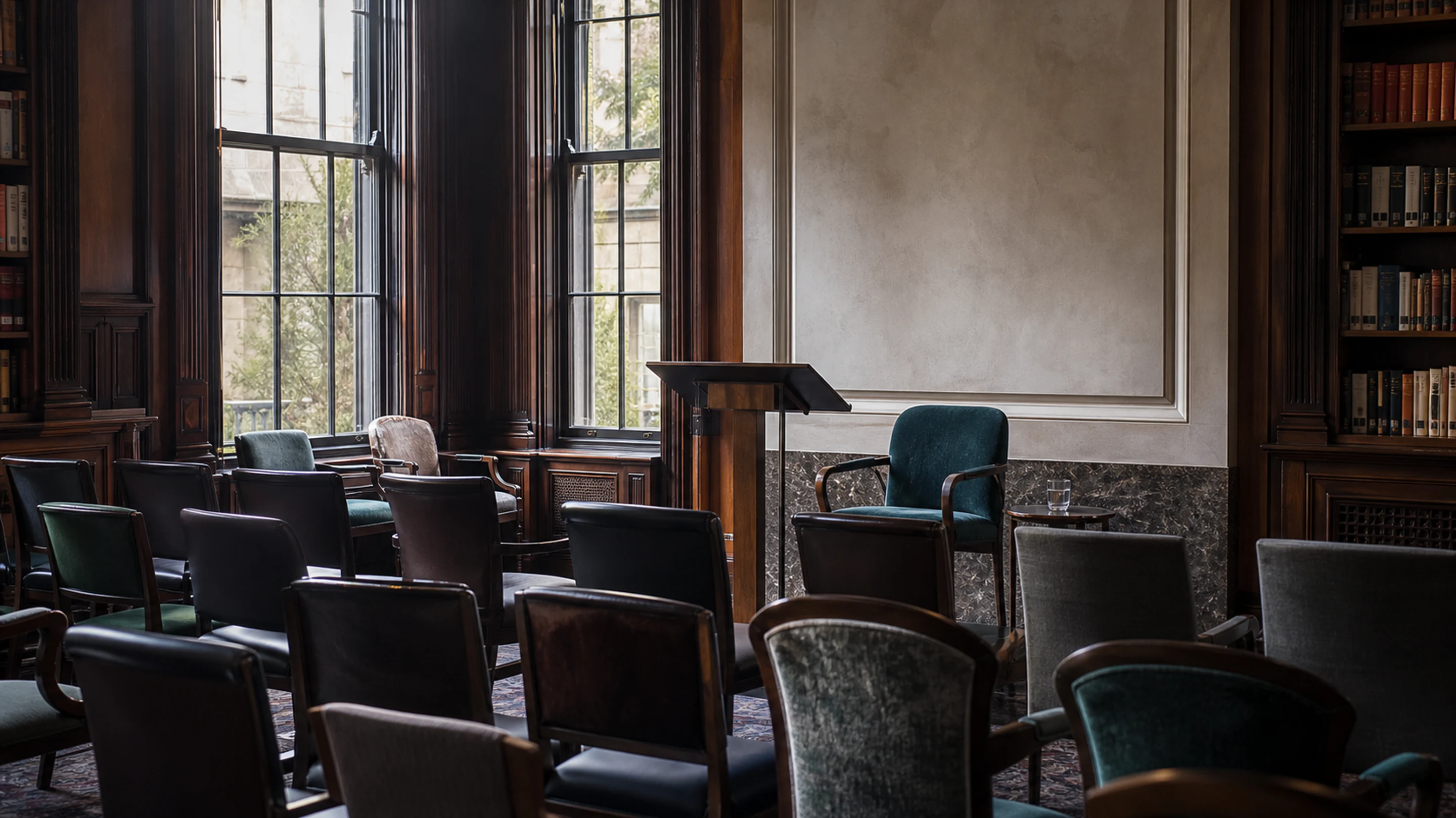 A lecture room set for a professional training session